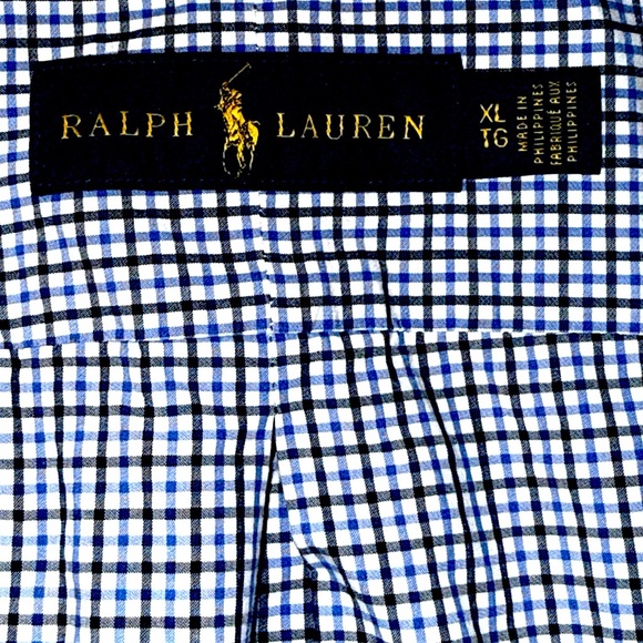 Polo by Ralph Lauren Men’s Blue & Black Plaid Button-Down Dress Shirt - Picture 14 of 16